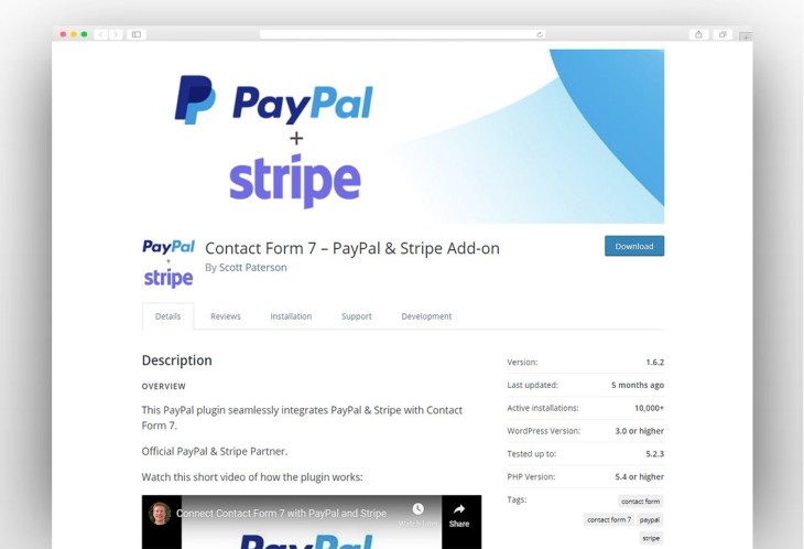 Contact Form 7 – PayPal & Stripe Add-on