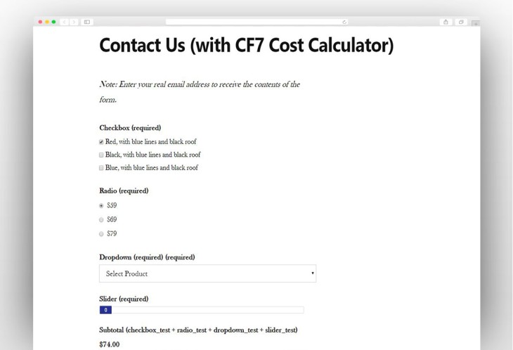 Contact Form 7 Cost Calculator