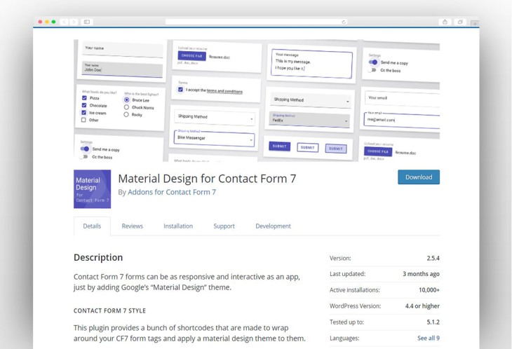 Material Design for Contact Form 7