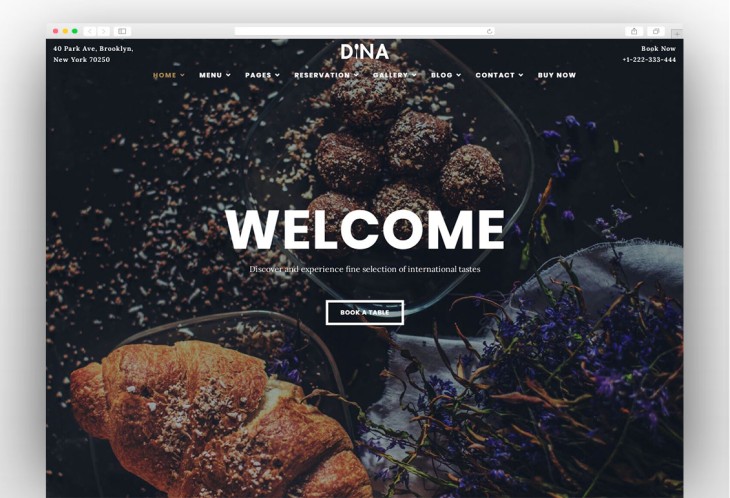 Dina - Restaurant, Bar, Cafe, Food WordPress Theme