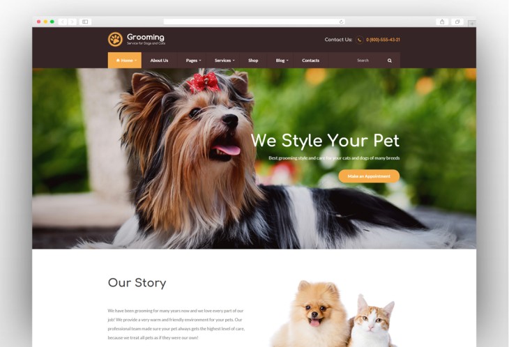 Pet Grooming / Pet Shop / Veterinary WordPress Theme