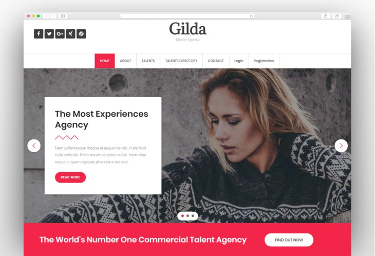 Gilda - Fashion Model Agency WordPress CMS Theme