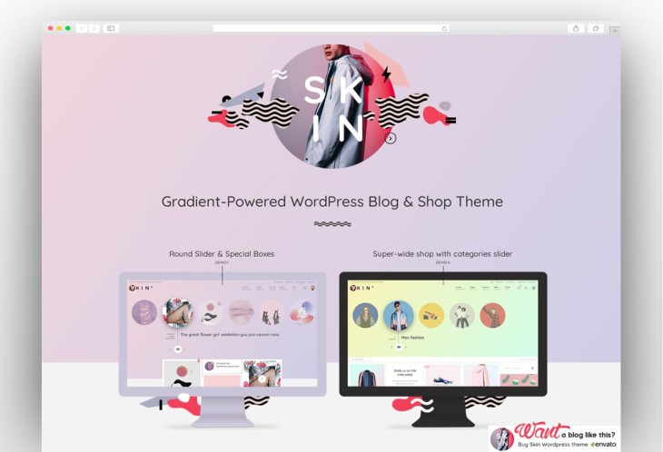 SKIN - Gradient-Powered Creative Blog & Shop WordPress Theme