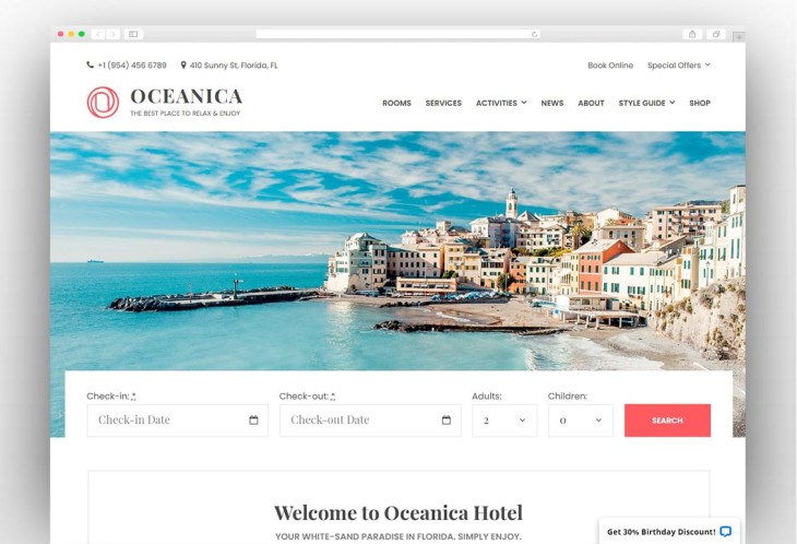 WordPress Hotel Theme - Oceanica