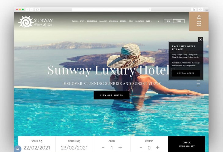 Sunway - Hotel Booking WordPress Theme