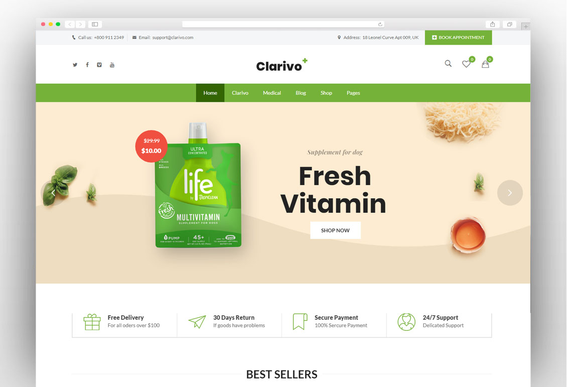 Clarivo - Multipurpose Medical and Pharmacy WordPress theme
