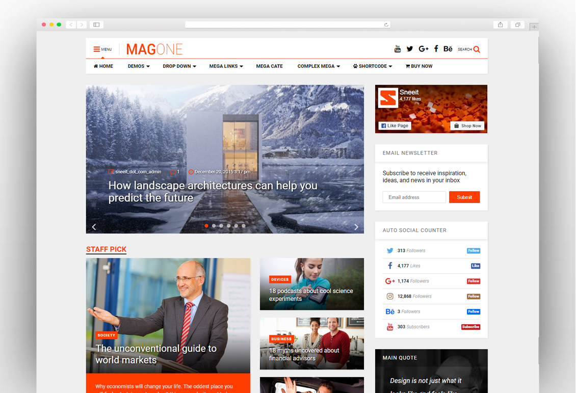 MagOne -¬ Responsive Magazine & News WordPress Theme