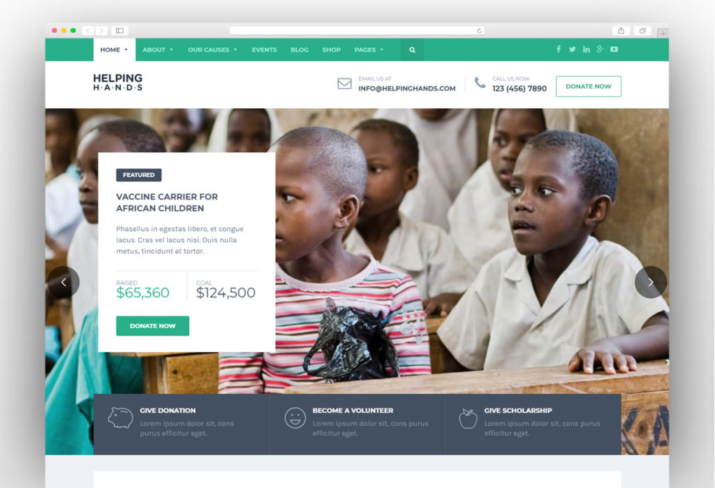 Charity WordPress Theme - Fundraising, Church, NGO, Non Profit - HelpingHands