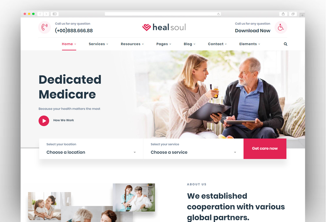 Healsoul - Medical Care, Home Healthcare Service WordPress Theme