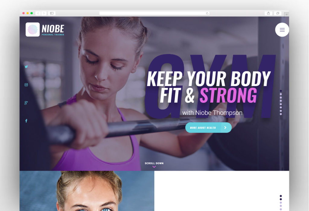 Niobe A Gym Trainer & Nutrition Coach WordPress Theme