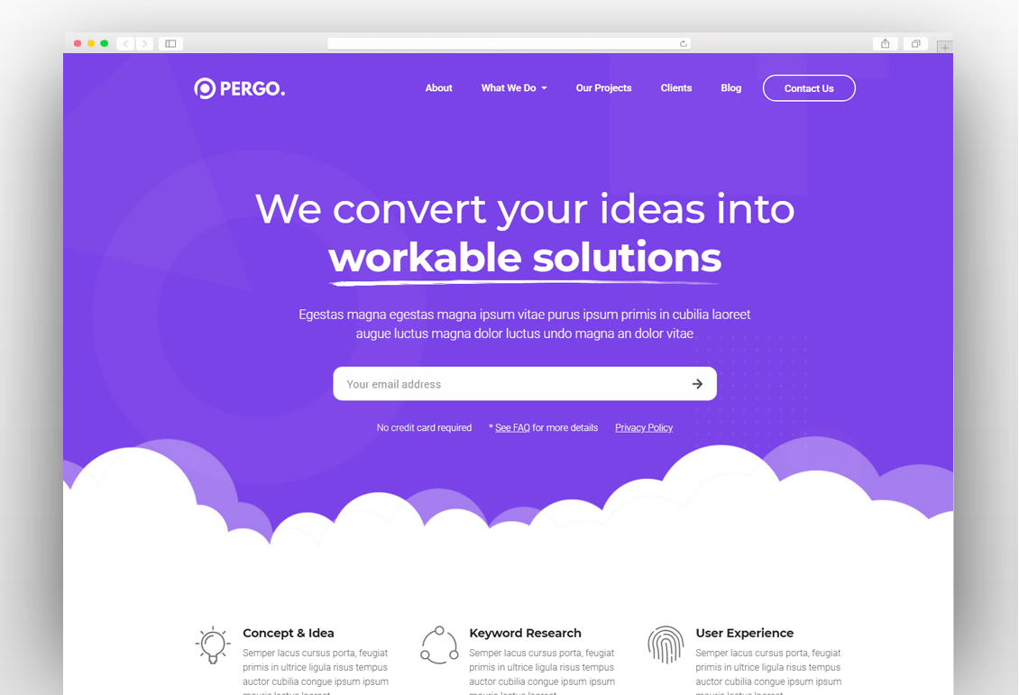 Pergo - A Multipurpose Landing Pages Pack for Startups, Creatives and Freelancers