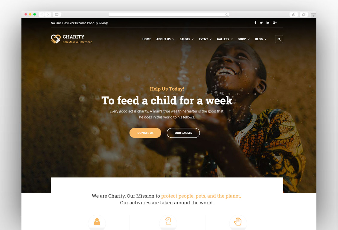 Charity - Nonprofit / Charity / Fundraising WordPress Theme