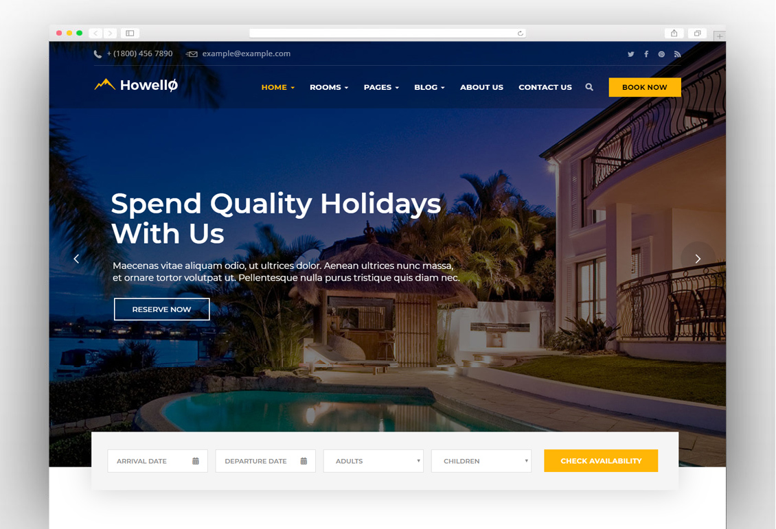 Howello : Hotel and Resort WordPress Theme