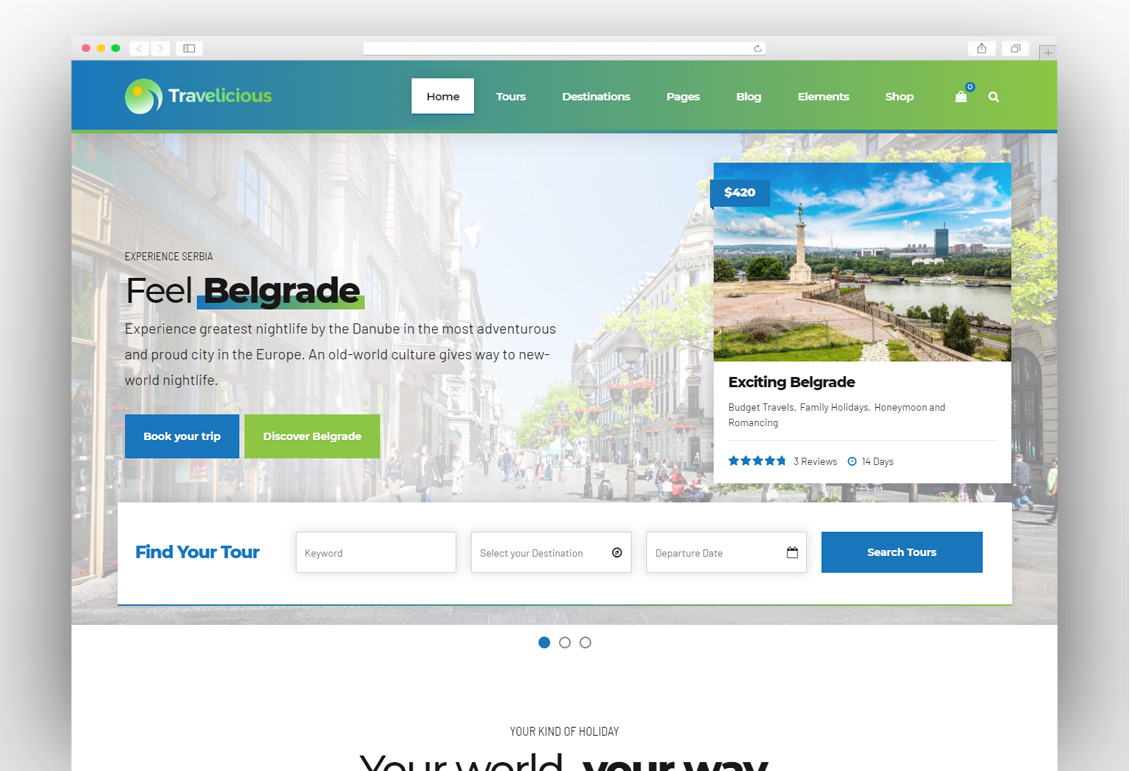 Travelicious - Tourism, Travel Agency & Tour Operator WordPress Theme