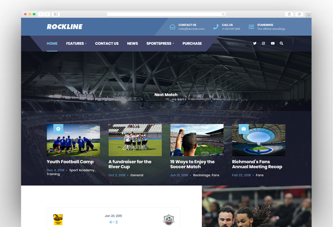 Rockline - Sport News and Club WordPress Theme