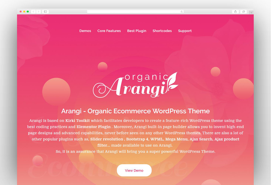 Arangi - Organic WooCommerce Theme