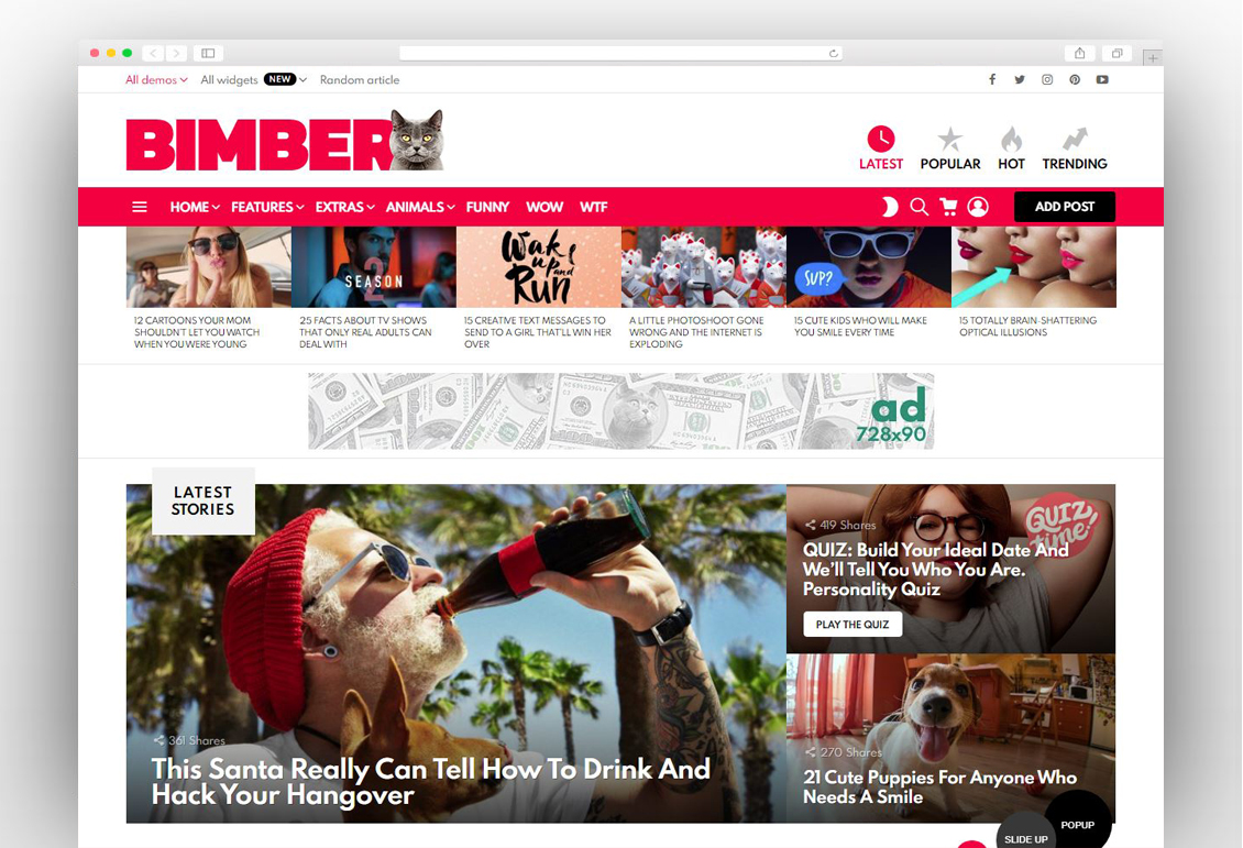 Bimber - Viral Magazine, Video, Social News WordPress Theme