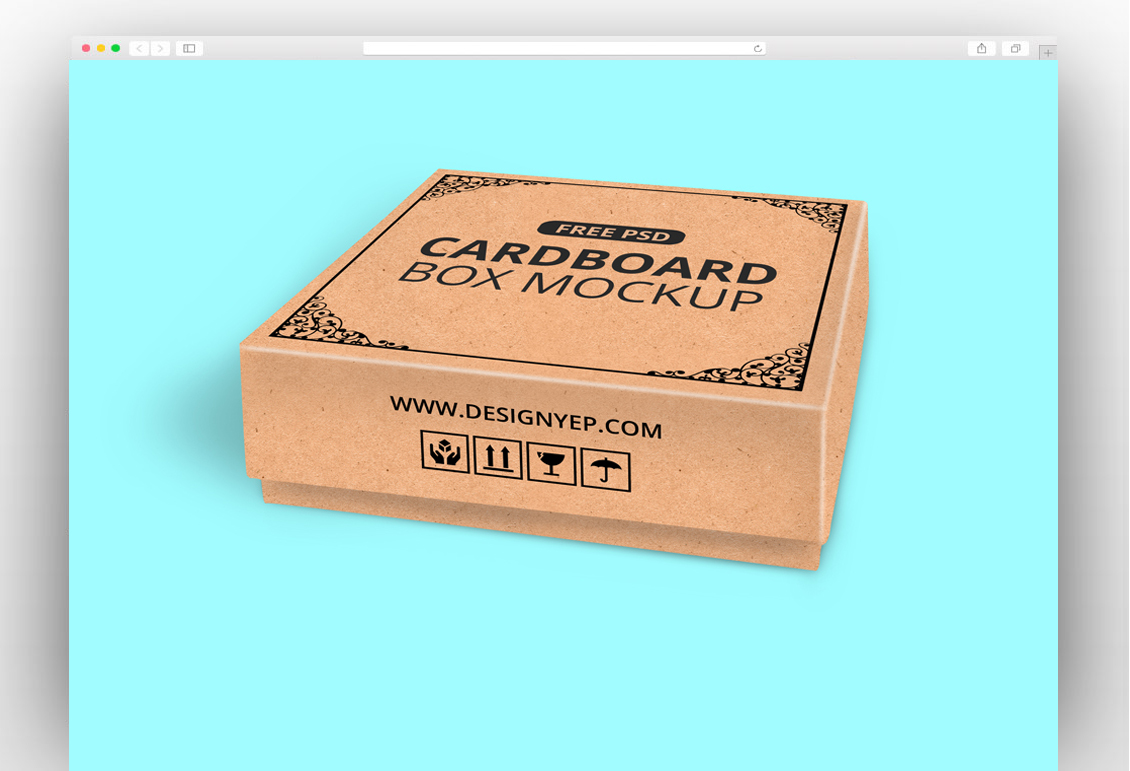 Cardboard Box PSD Mockup Available For Free