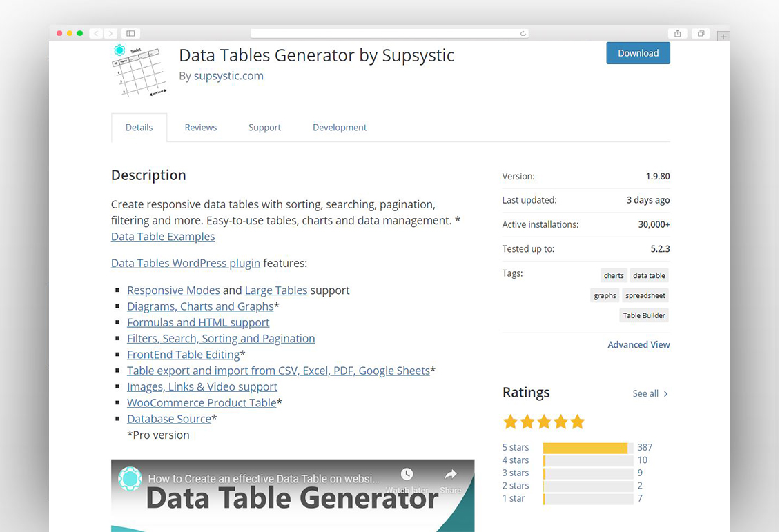 Data Tables Generator by Supsystic