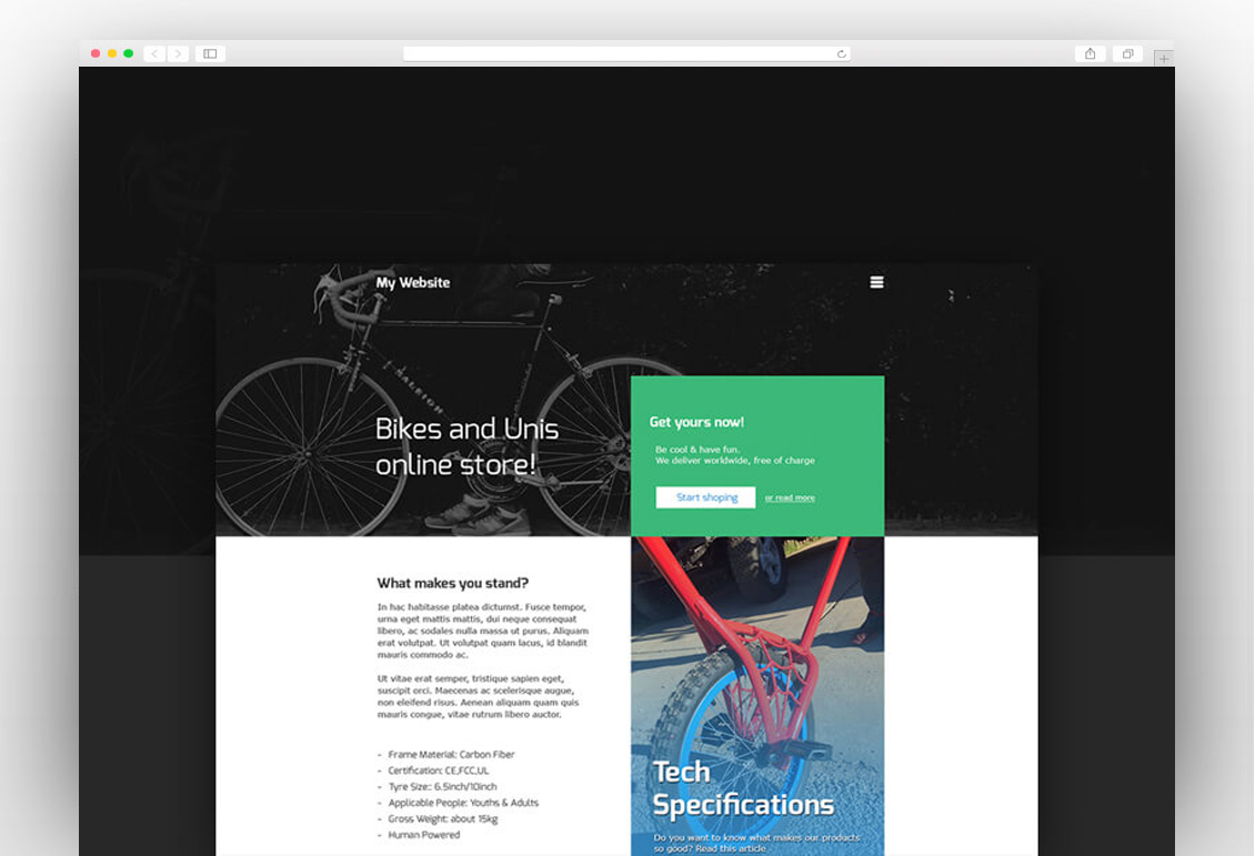Online Bike Store Website Template