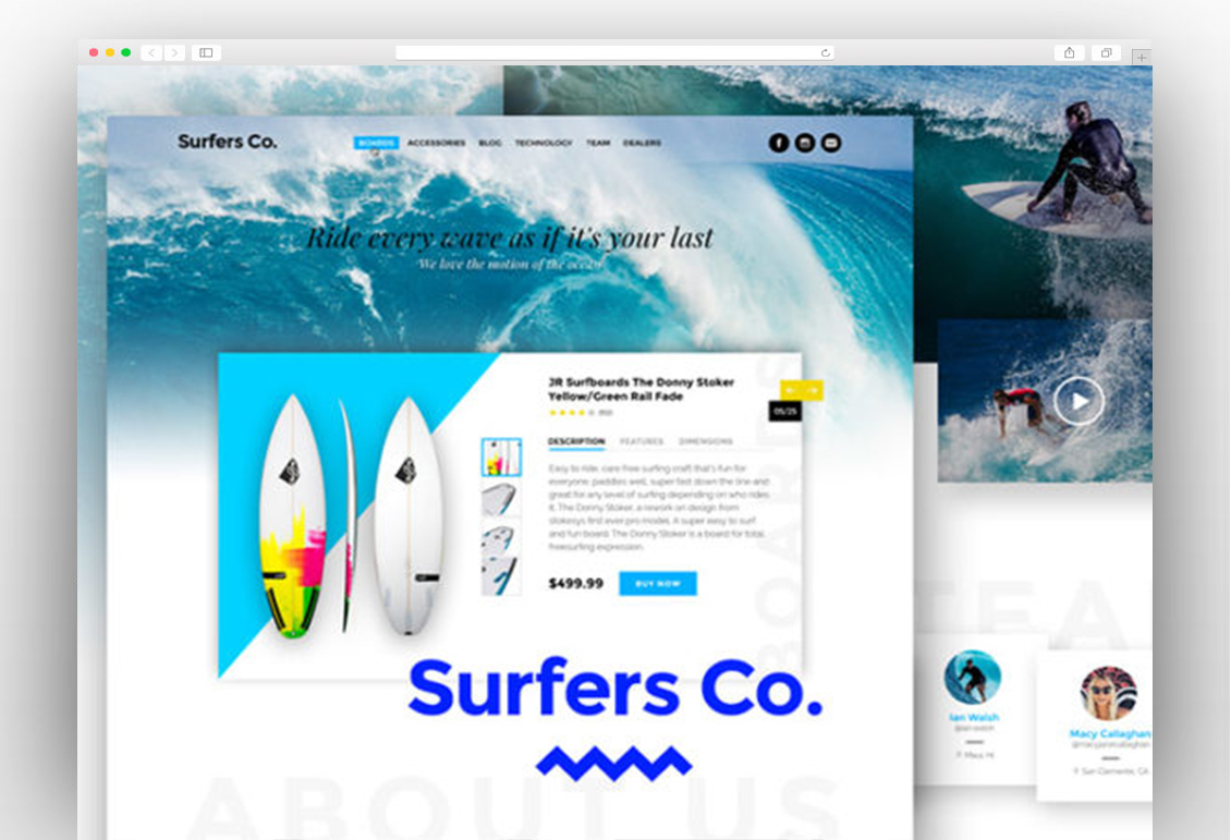 Surfers Co. – A Bootstrap-ready PSD template