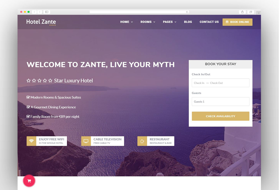 Zante Hotel Booking Theme