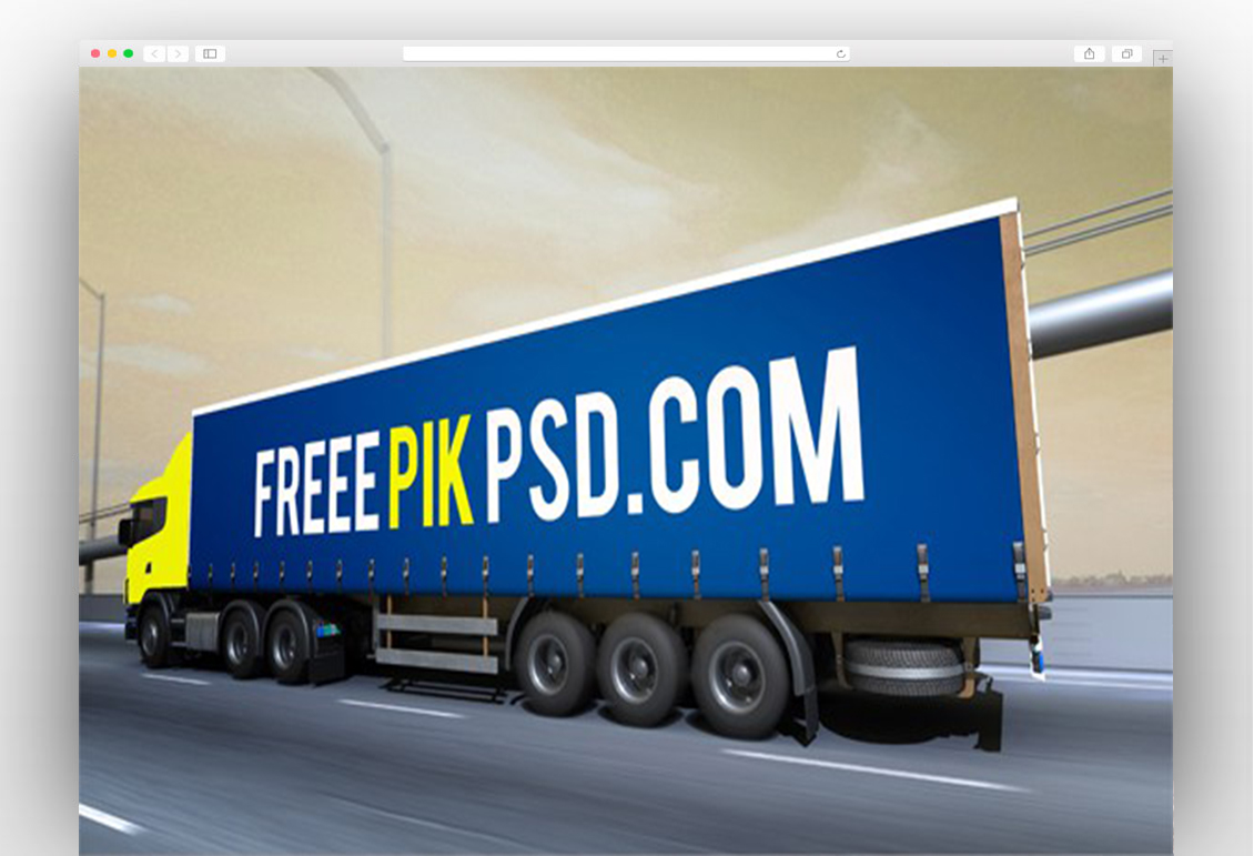 Cargo Truck Advertising PSD Mockup for Free