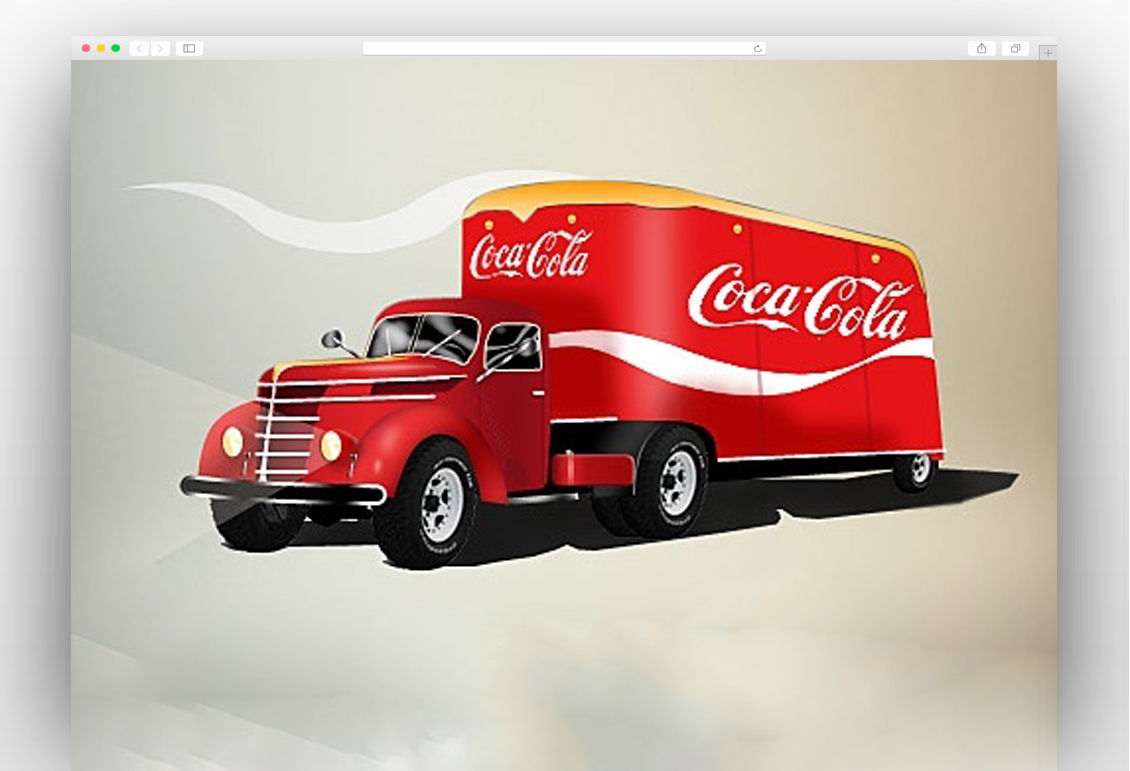 Free Coca Cola Trailer Truck Mockup in PSD