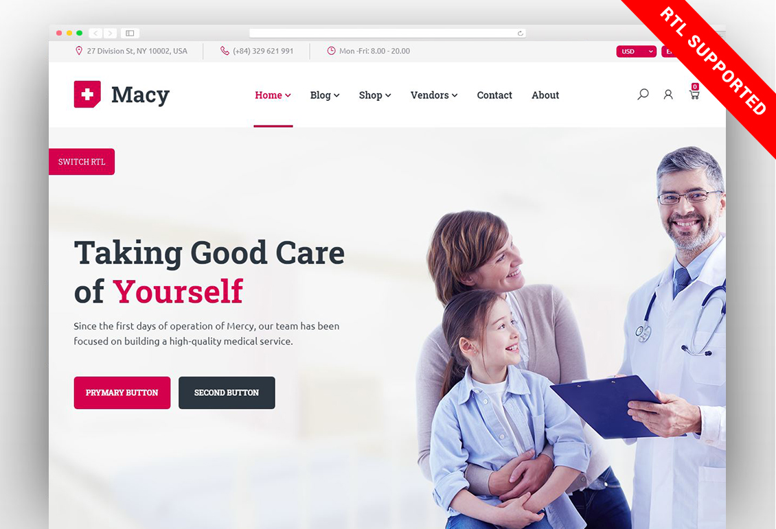Macy Woocommerce Medicine WordPress Theme
