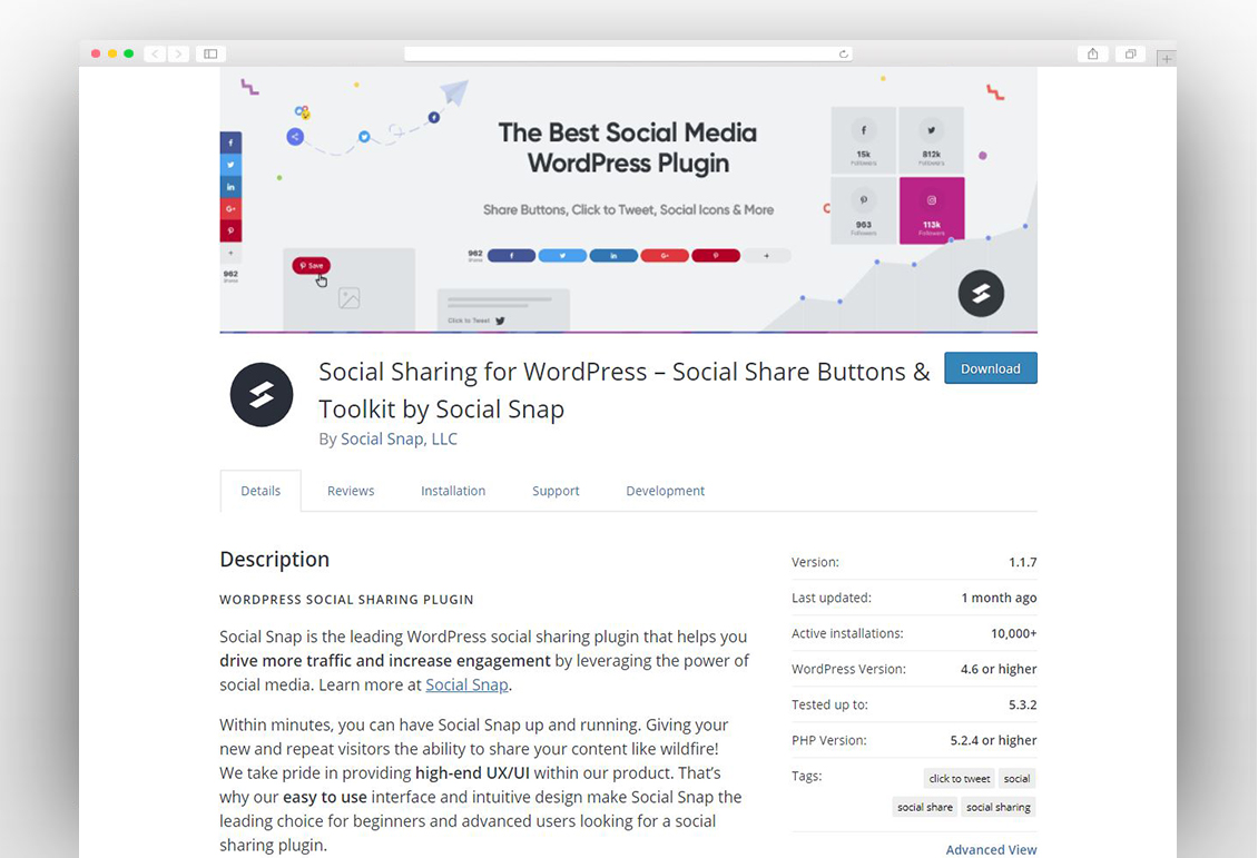 Social Sharing for WordPress – Social Share Buttons & Toolkit by Social Snap