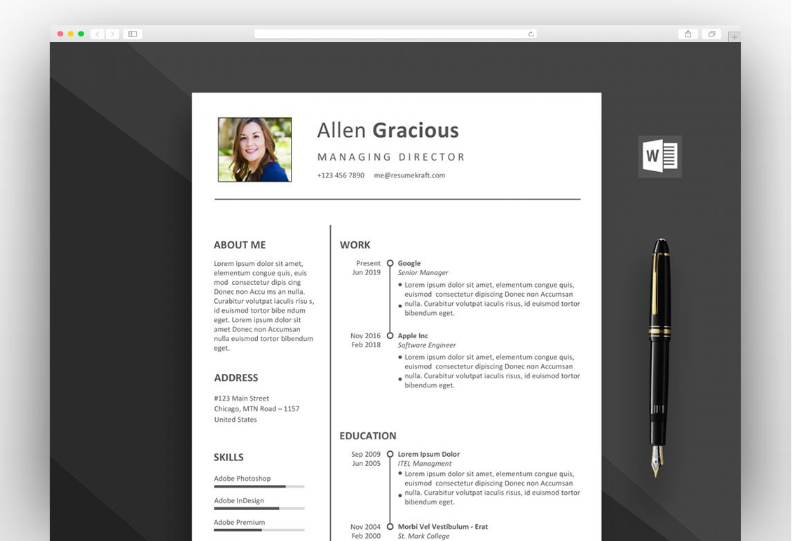Ace Word Resume Template Free Download
