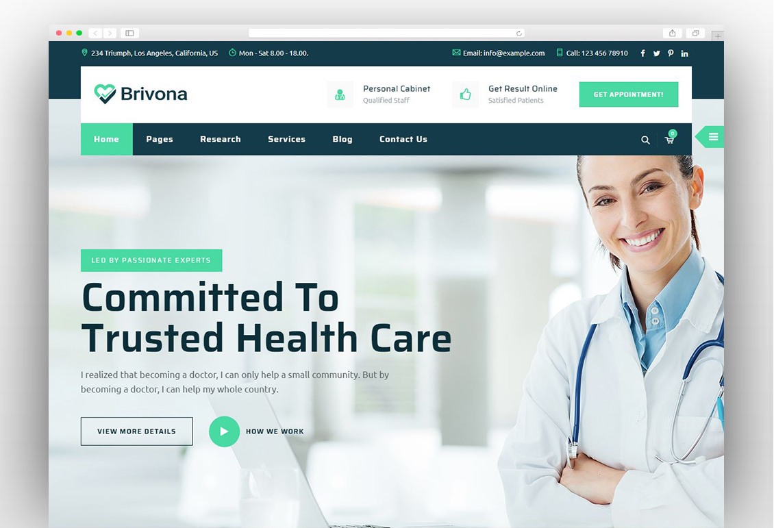 Brivona - Medical, Health and Hospital WordPress Theme