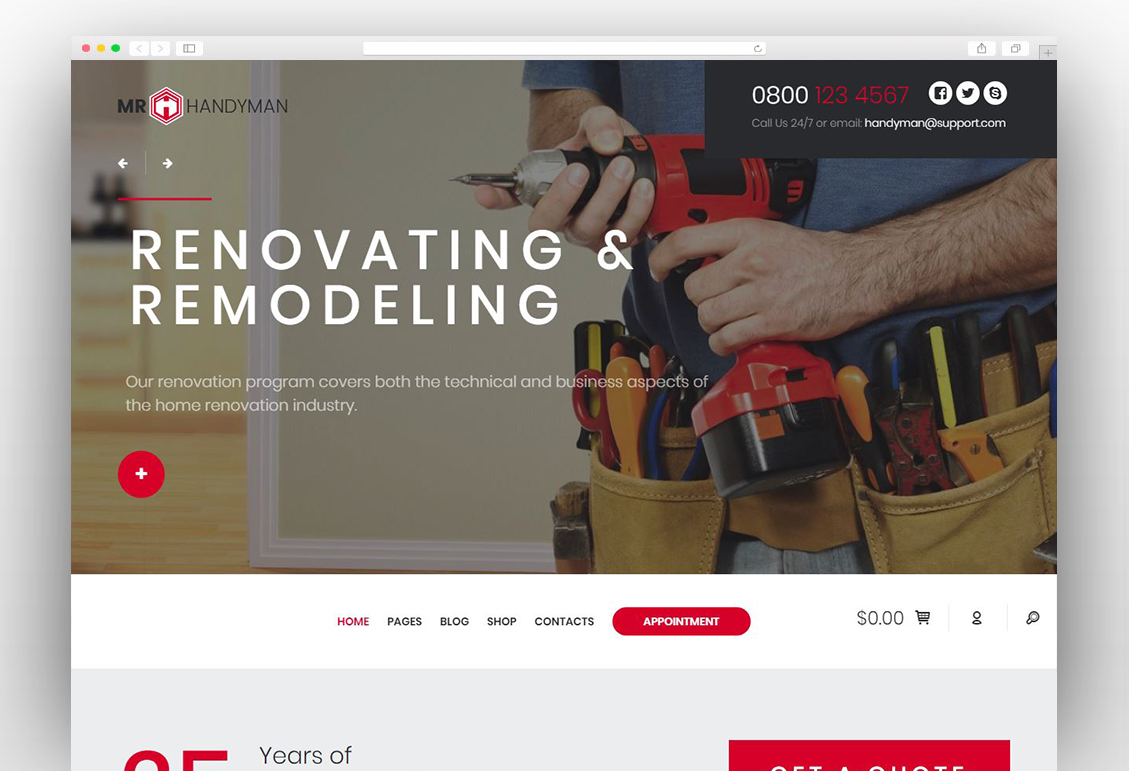 Handyman - House Repair & Renovation WordPress Theme