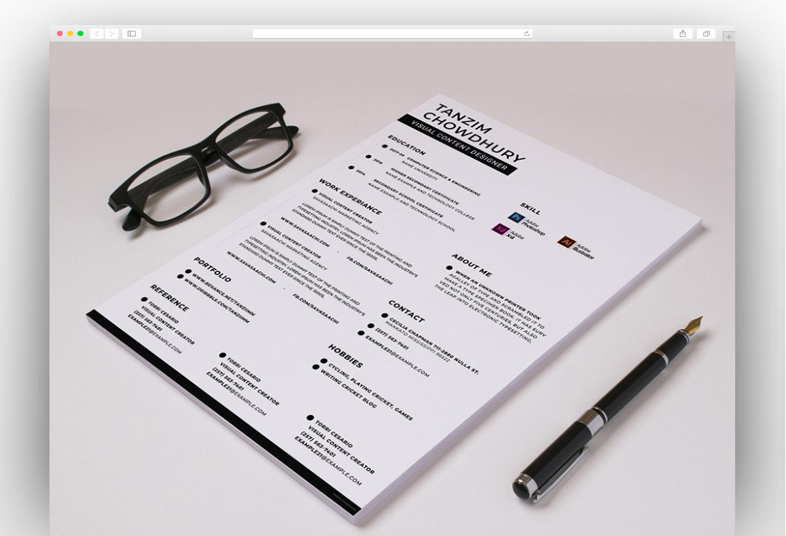 Simple Resume Template Free PSD Format