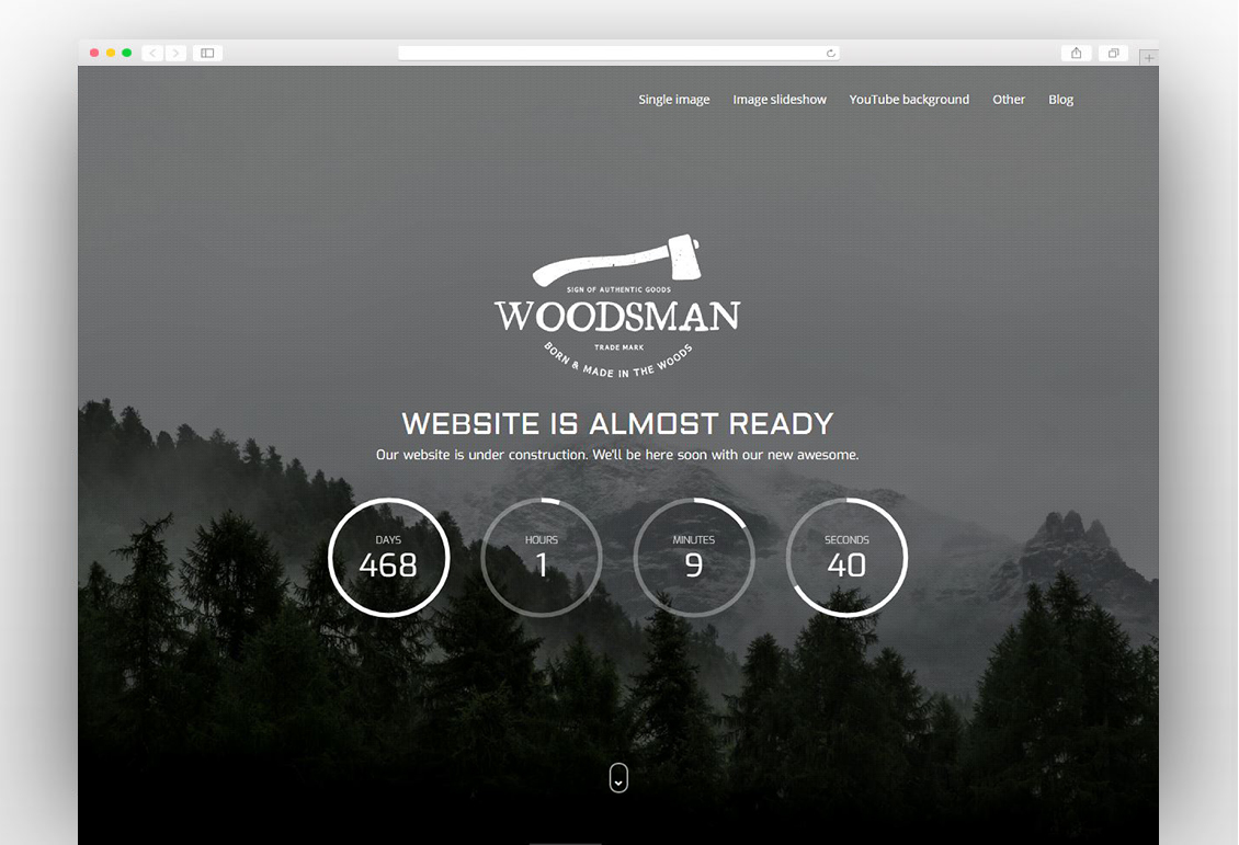 Woodsman - Exclusive Coming Soon WordPress Theme