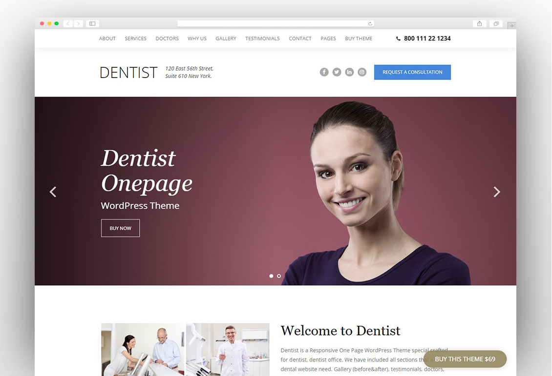 Dentist - Dental One Page WordPress Theme