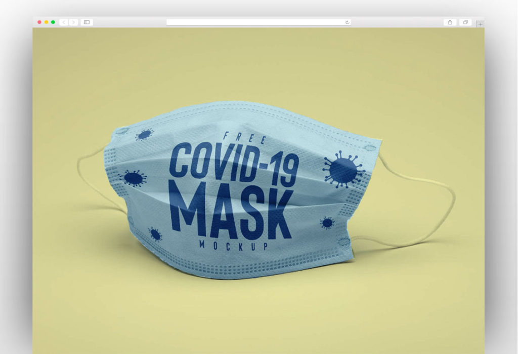 Free Covid-19 Virus Medical Face Mask Mockup PSD