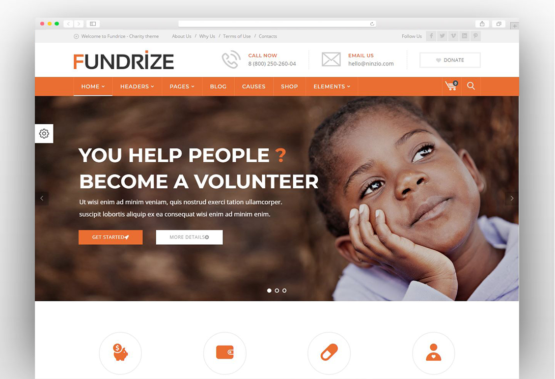 Fundrize | Responsive Donation & Charity WordPress Theme