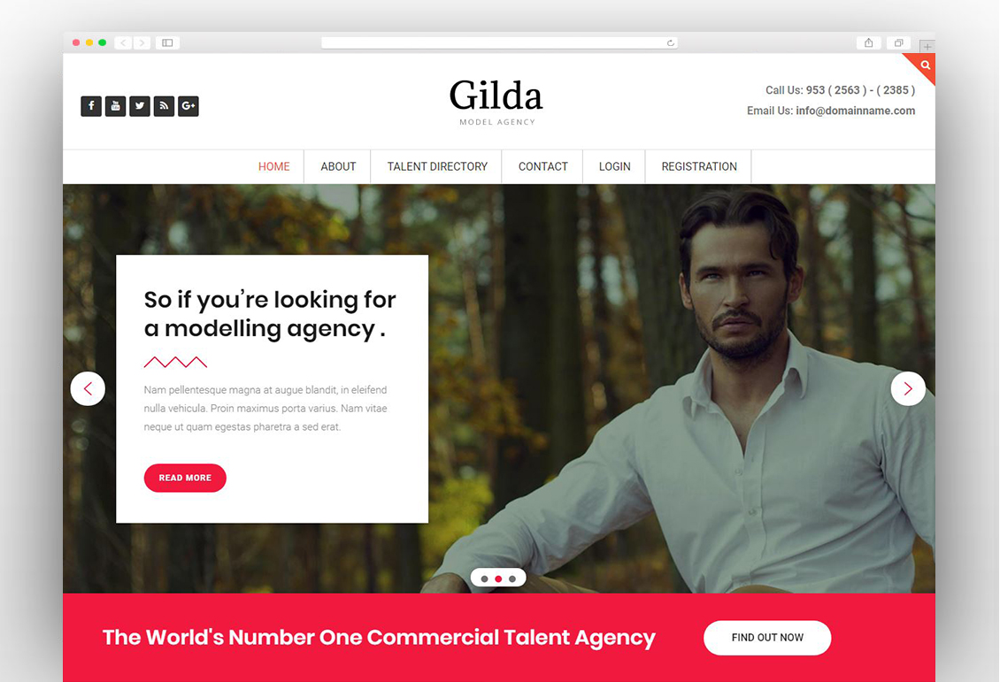 Gilda - Model Agency WordPress CMS Theme