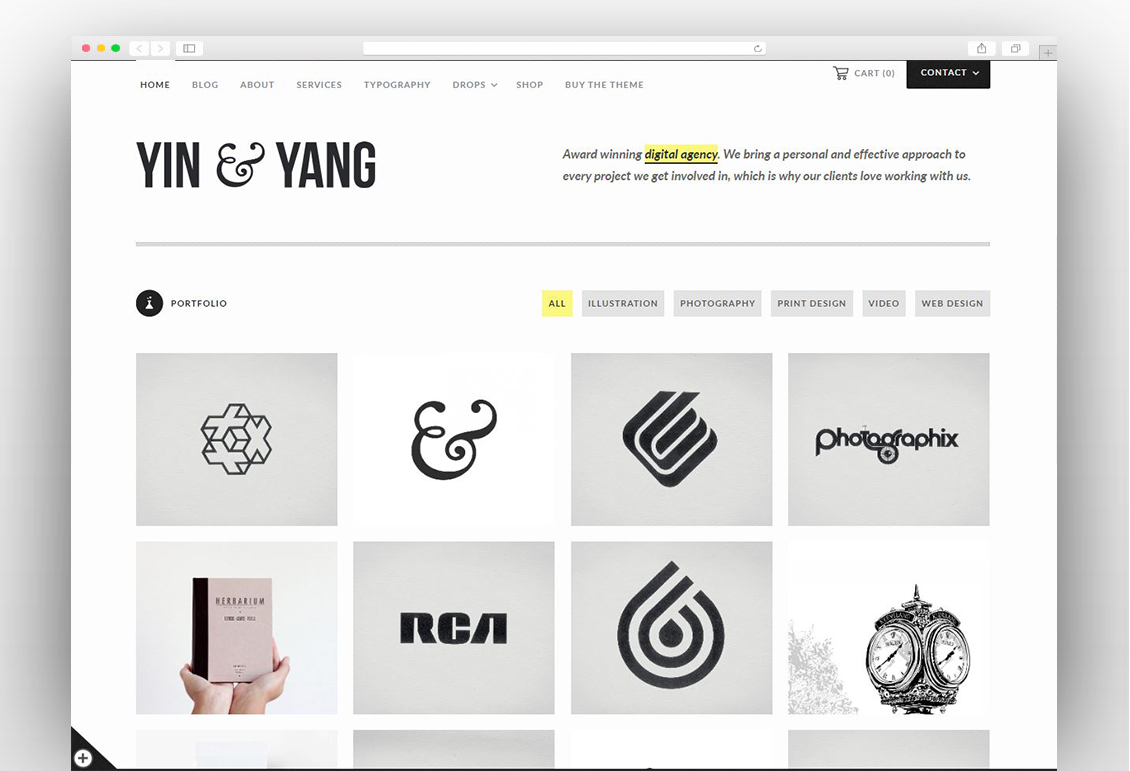 Yin & Yang: Clean & Interactive WordPress Portfolio Theme