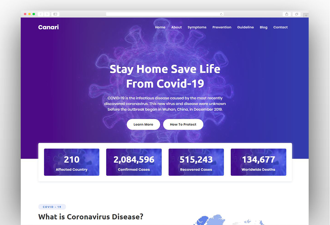 Canari - Coronavirus Medical Prevention HTML Template