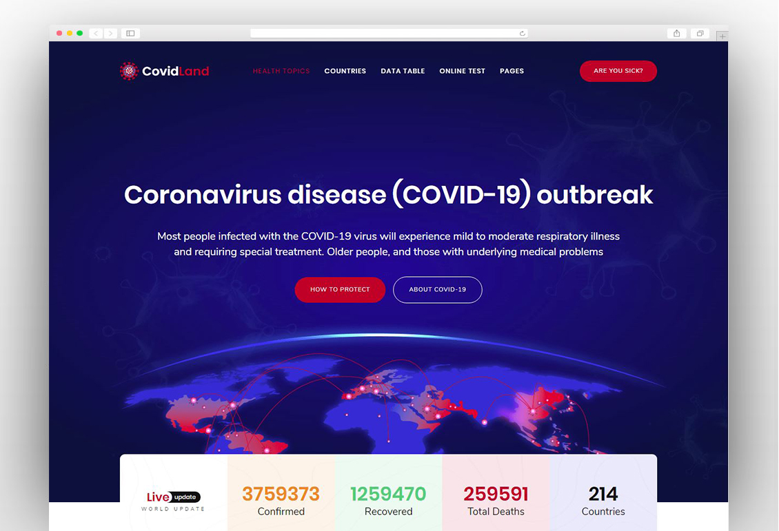 CovidLand | COVID-19 Corona Virus Medical Prevention Template