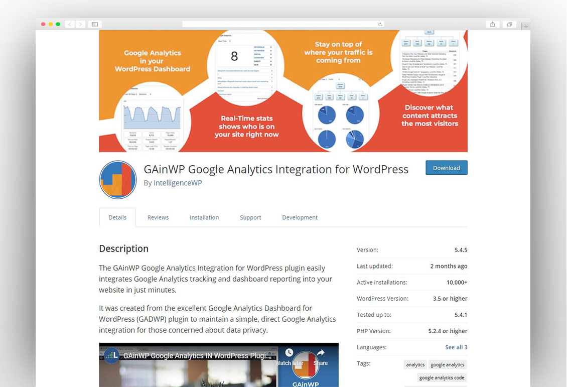 GAinWP Google Analytics Integration for WordPress