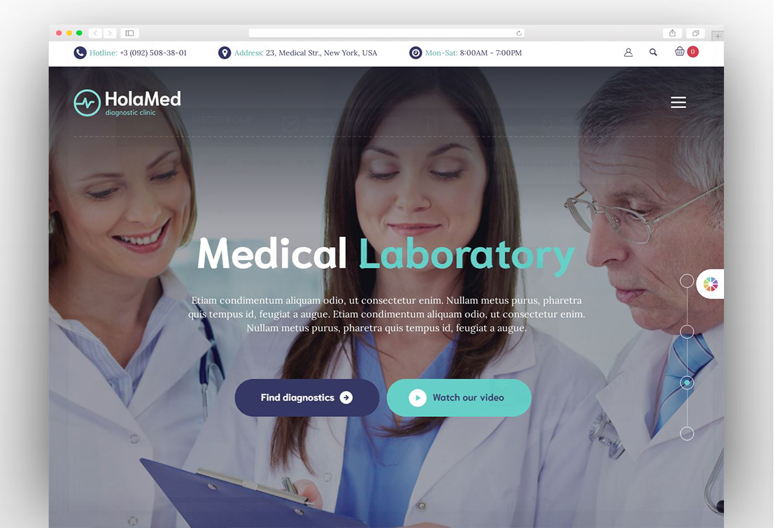 HolaMed - Medical Diagnostic & Plastic Surgery Clinic WordPress Theme