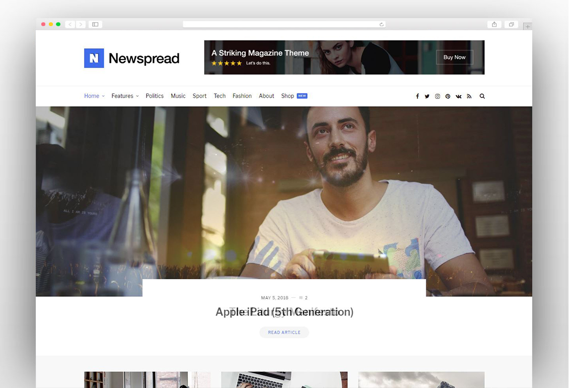 Newspread - Magazine, Blog, Newspaper and Review WordPress Theme