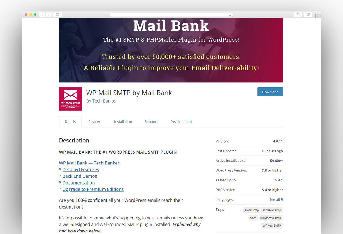 WP Mail SMTP by Mail Bank
