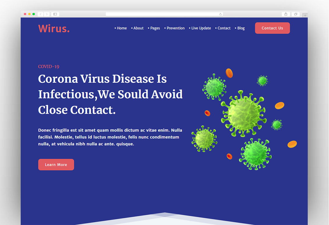 Wirus - React+HTML Covid-19 Coronavirus Medical Prevention Template
