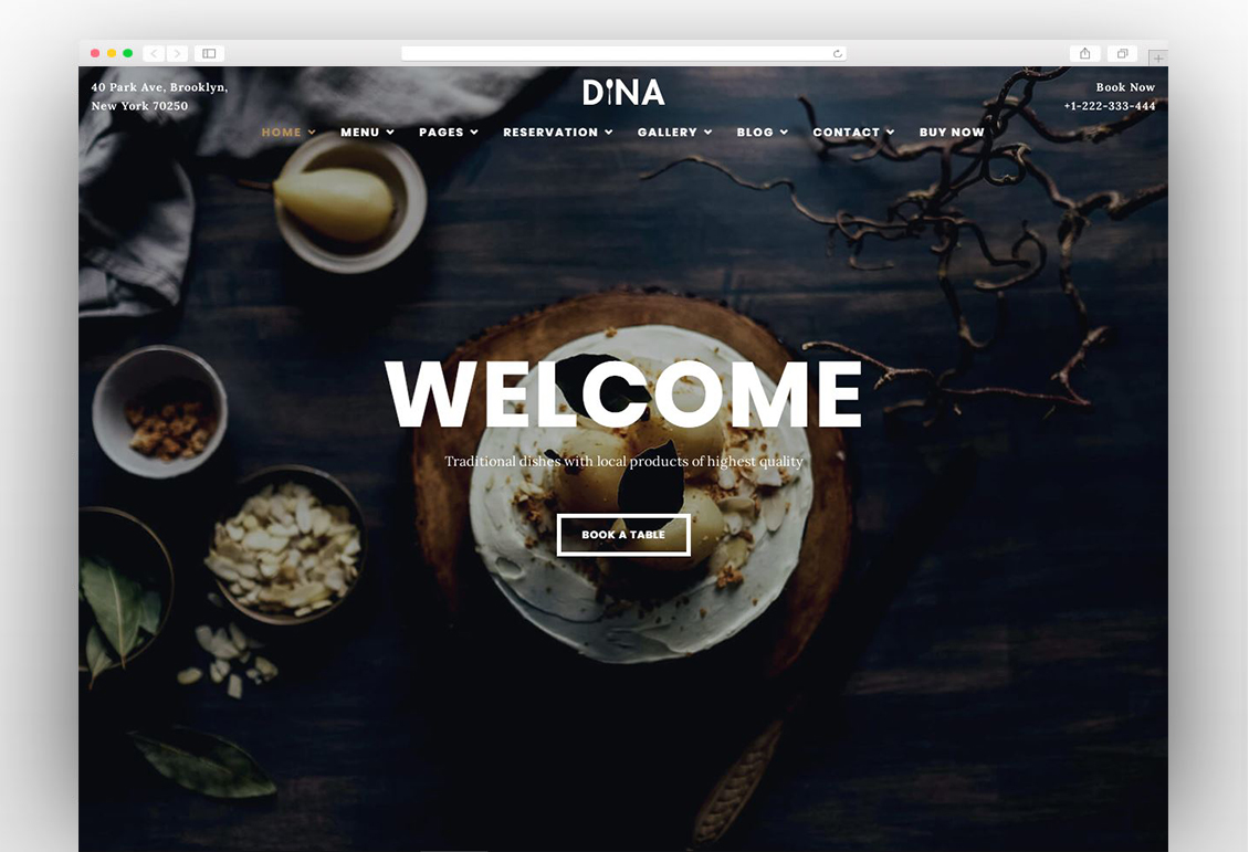 Dina - Restaurant, Bar, Cafe, Food WordPress Theme