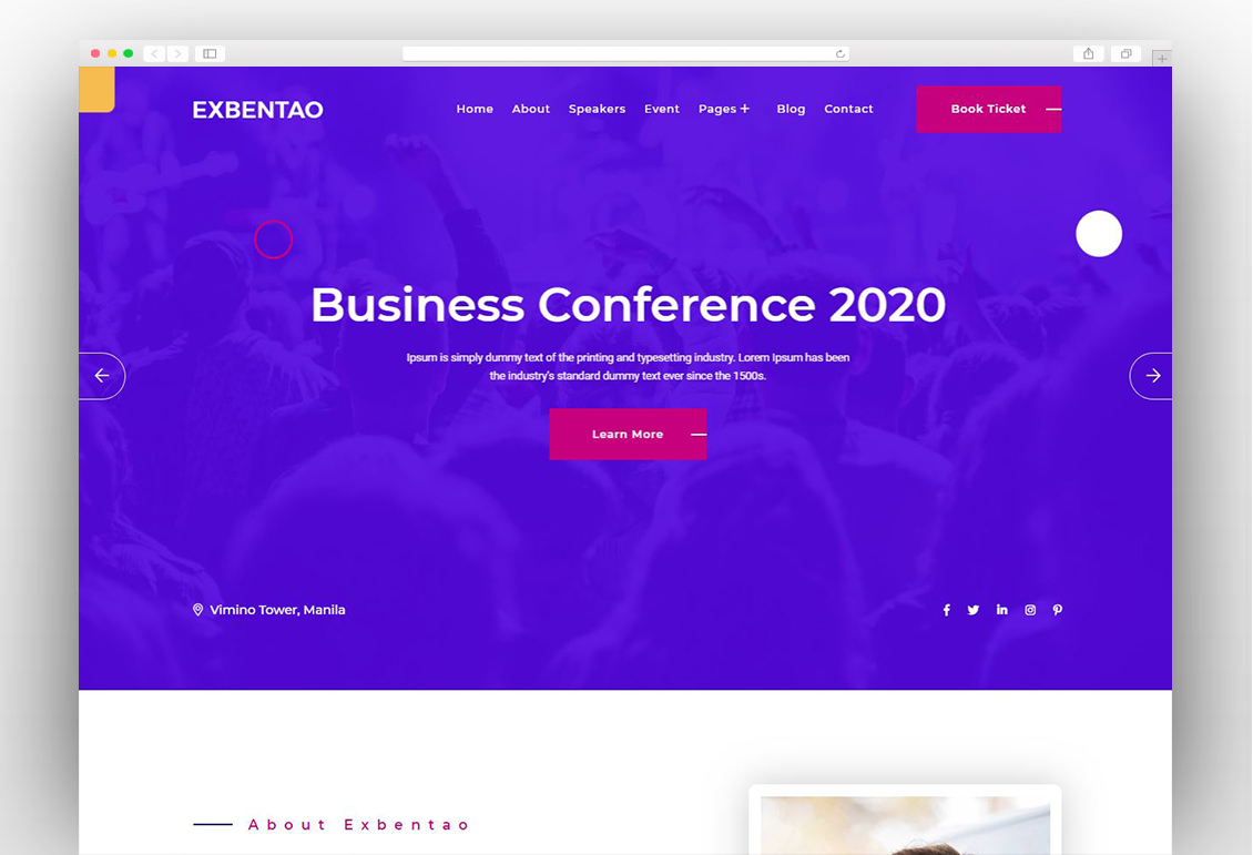 Exbentao- One Page Event & Business Template
