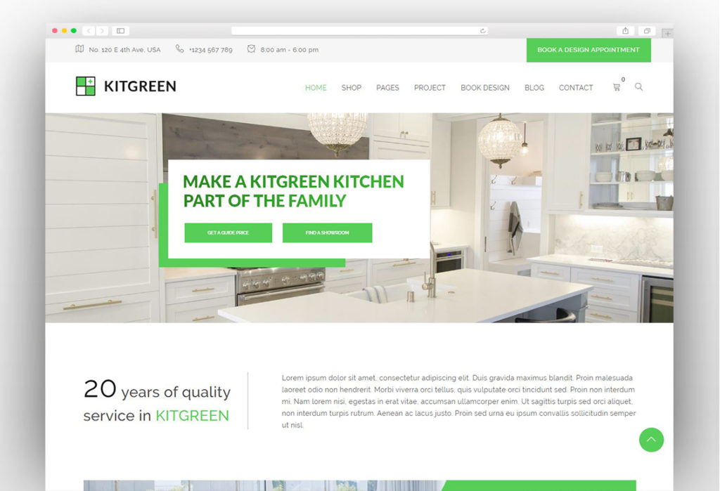 KitGreen - Modern Kitchen & Interior Design WordPress Theme